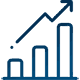 Icon representing vision with a graph and arrow pointing upwards