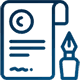 Icon representing mission with a document and pen
